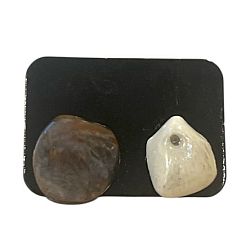 Серёжки-гвоздики «Ракушки», коричнево-белые, керамика