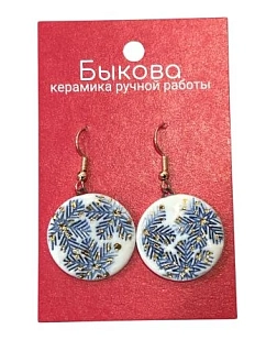 Серьги ручной работы Быкова керамика «Снежинки»‎, круглые, фарфор