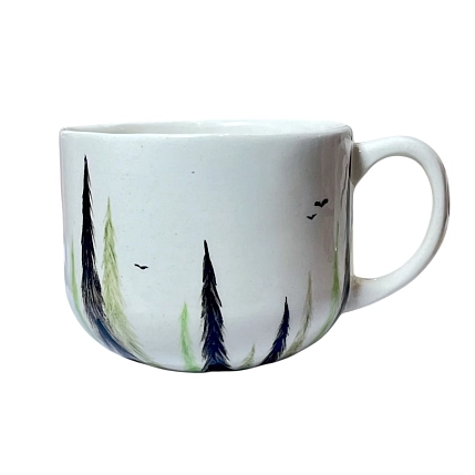Кружка ручной работы Катя Вебер «Лес», белая, полуфарфор, 350 мл, фото 1.