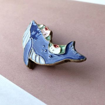Брошь ручной работы «Кит», Partala ceramics, фото 4.