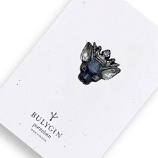 Брошь ручной работы Bulygin «Королева кошек», фарфор, чёрно-серебристая