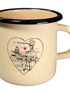 Кружка эмалированная «Дом Зингера», кремовая, 400 мл