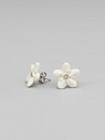 Серёжки-гвоздики «Цветы», белые, фарфор, превью фото 1