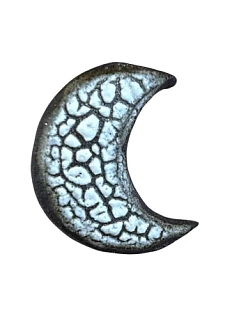 Брошь ручной работы Корсак текстурная «Полумесяц», коричневая, керамика