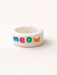 Кольцо ручной работы Радость Рядом «Meow», полимерная глина