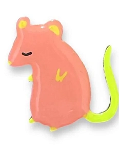 Брошь ручной работы «Мышка», розовая, дерево