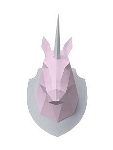Набор для склейки головы единорога Polygonal Paper, розовый