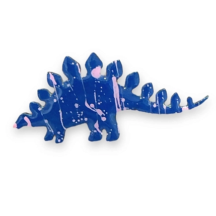 Брошь ручной работы Ручками-Ручками «Стегозавр», синяя, дерево, фото 1.