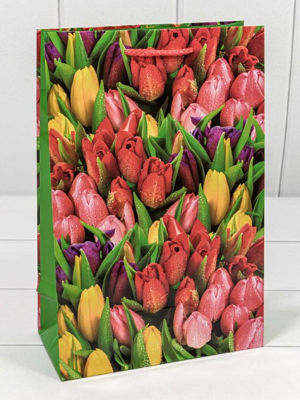 Пакет подарочный «Цветы», 32х45 см, фото 1.