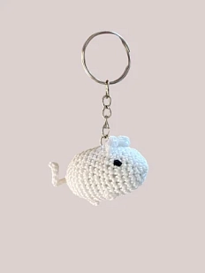 Вязаный брелок, обвес на сумку DARI DARI «Мышка», белый, 4 см