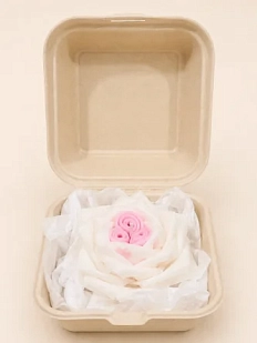 Свеча цветок ручной работы DARI DARI «Роза двойная», бело-розовая