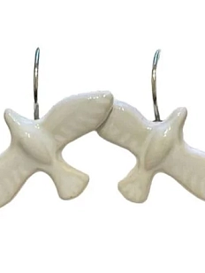 Серьги «Белые пташки», фаянсовая глина