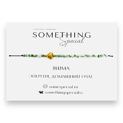 Браслет Something Special «Яшма», зелёный с золотым сердечком, Long, фото 1.