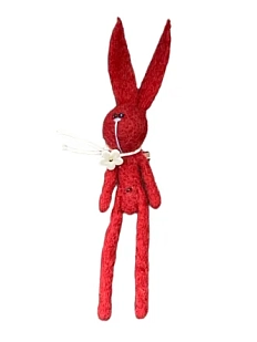 Брошь ручной работы Красный кролик, шерсть