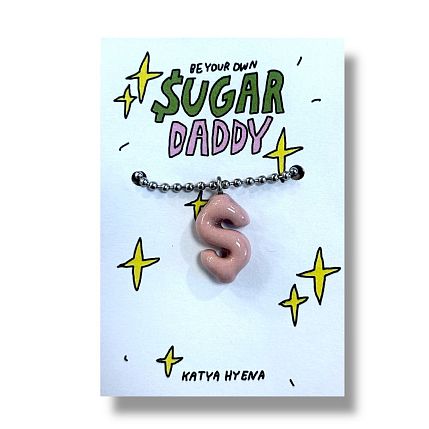 Подвеска на цепочке ручной работы «Sugar Daddy», розовый, керамика, фото 1.