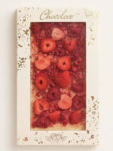 Шоколад белый с клубникой и малиной