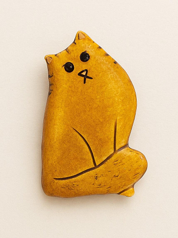 Брошь ручной работы Екатерина Юдо «Коричневый кот №2», керамика, фото 1.