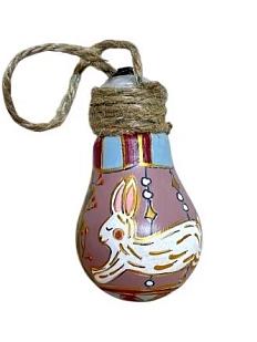 Ёлочная игрушка из лампочки «Зайцы», ручная роспись, розово-зелёная, 8,5 см