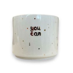 Стакан ручной работы с надписью «You can», белый, фарфор, 300 мл