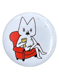 Закатной значок «Белый зверь в кресле», металл, 35 мм