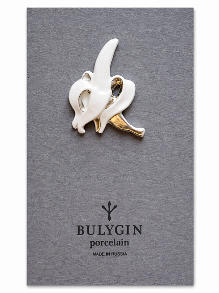 Брошь ручной работы Bulygin «Банан», фарфор, бело-золотистая, фото 2.