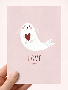 Открытка DARI DARI с тюленем «Love you», А6