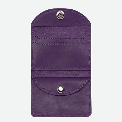 Cкладной кошелёк визитница ручной работы, Kokosina bags, натуральная кожа, фиалковый, фото 3.