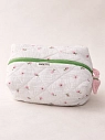 Косметичка ручной работы с карманом Мигетт, размер L, белая с цветами и розовым подкладом, превью фото 3
