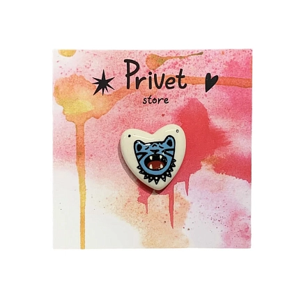 Брошь Звер ручной работы «Синий тигр», керамика, фото 1.