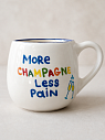 Кружка ручной работы Hands in Clay «More champagne less pain», синяя, керамика, 400 мл, круглая, превью фото 1