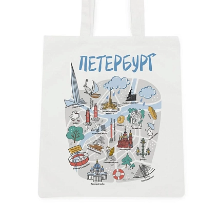 Сумка шоппер «Карта Петербурга», белый, фото 1.