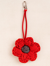 Вязаный обвес «Цветок», красный, 10 см