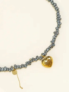 Чокер ручной работы «Kylie», гематит, родированная латунь