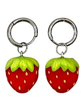 Серьги-конго Радость Рядом «Клубнички», красные, полимерная глина