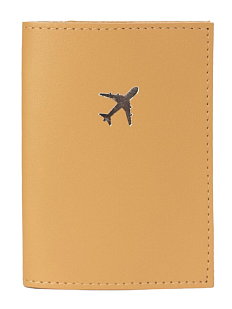 Обложка для паспорта с самолётом Kokosina bags, натуральная кожа, бежевый