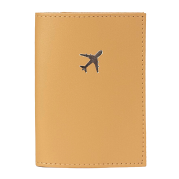 Обложка для паспорта с самолётом Kokosina bags, натуральная кожа, бежевый, фото 1.