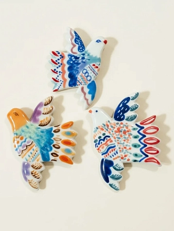 Брошь ручной работы Полина Гузеева «Птичка», сине-зелёная, фарфор, фото 6.