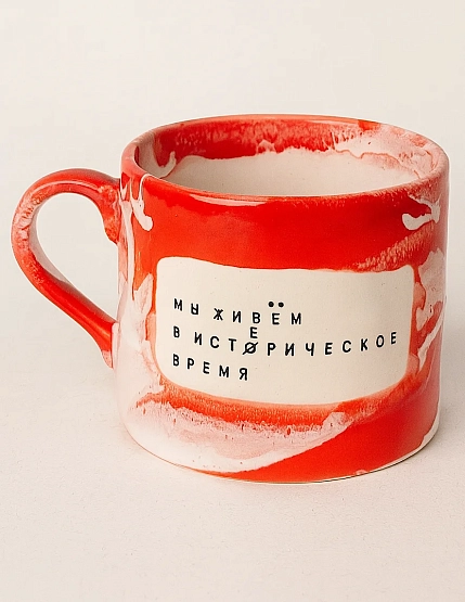 Кружка ручной работы Тата вытворяет/NF ceramics «Мы живем в исто/ерическое время», керамика, 500 мл, фото 1.