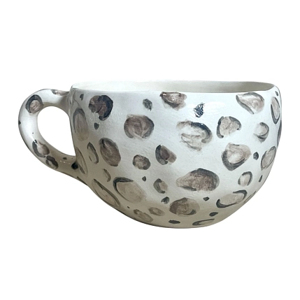 Кружка ручной работы Катя Вебер «Леопард», коричневая, керамика, 350 мл, круглая, фото 3.