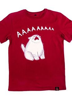 Футболка Barking store «Кот АААА», XL муж., бордовый