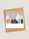 Квадратная зимняя сканди открытка «Домики и горы», превью фото 1