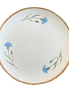 Тарелка ручной работы Голубые васильки, керамика
