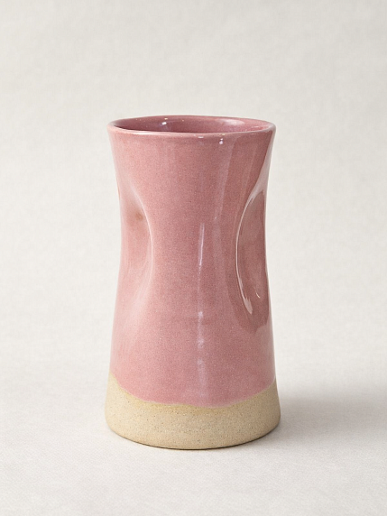 Мятый стакан ручной работы розовый, керамика, 200 мл, фото 3.