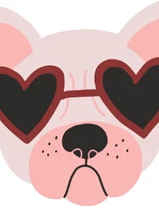 3D Стикер на телефон «Собачка в очках», розовый, объёмный, 3 см