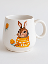 Кружка ручной работы с росписью Зайка с морошкой, фарфор, 250 мл, превью фото 1