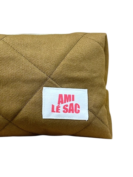 Косметичка ручной работы АМИ (Ami lé sac) «Moyen», коричневая джинса, фото 3.