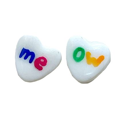 Серёжки-гвоздики «Meow», полимерная глина, белые, фото 1.