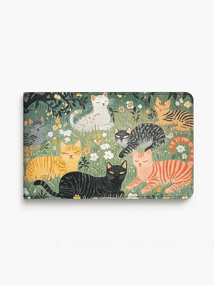 Обложка на студенческий билет DARI DARI «Коты на поляне», экокожа, фото 1.