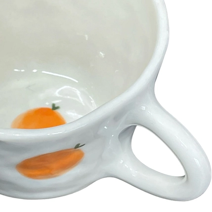 Чашка для чая ручной работы c мандаринами, керамика, 250 мл, фото 3.