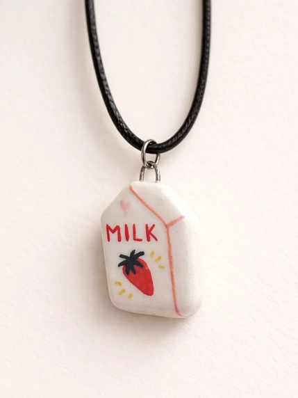 Подвеска ручной работы Боттери керамика «Milk»‎, керамика, фото 2.